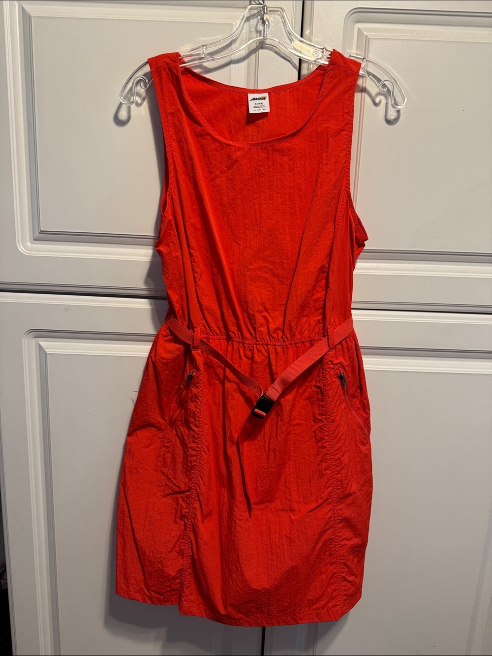 Avia Sleeveless Orange-Red Belted Mini Dress